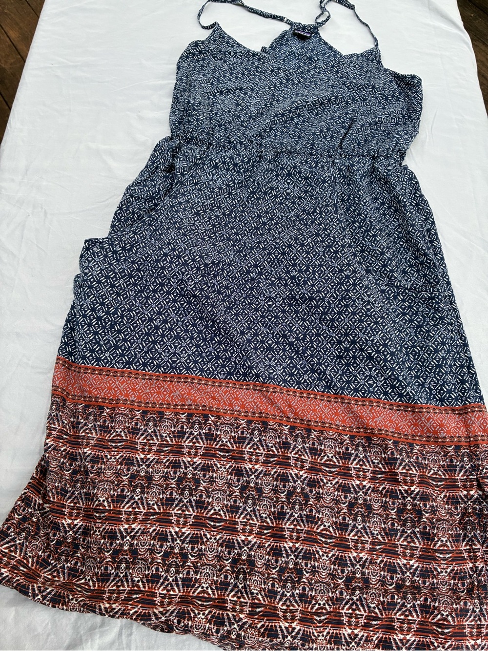 Patagonia Navy & White Printed Maxi Dress